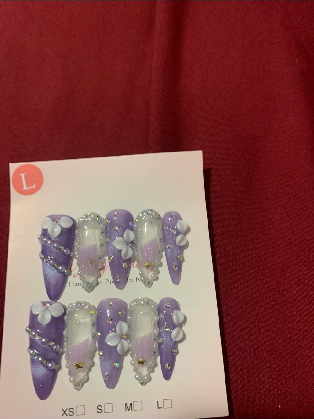 Lavender 3D Floral Press-On Nail Set - Unbranded